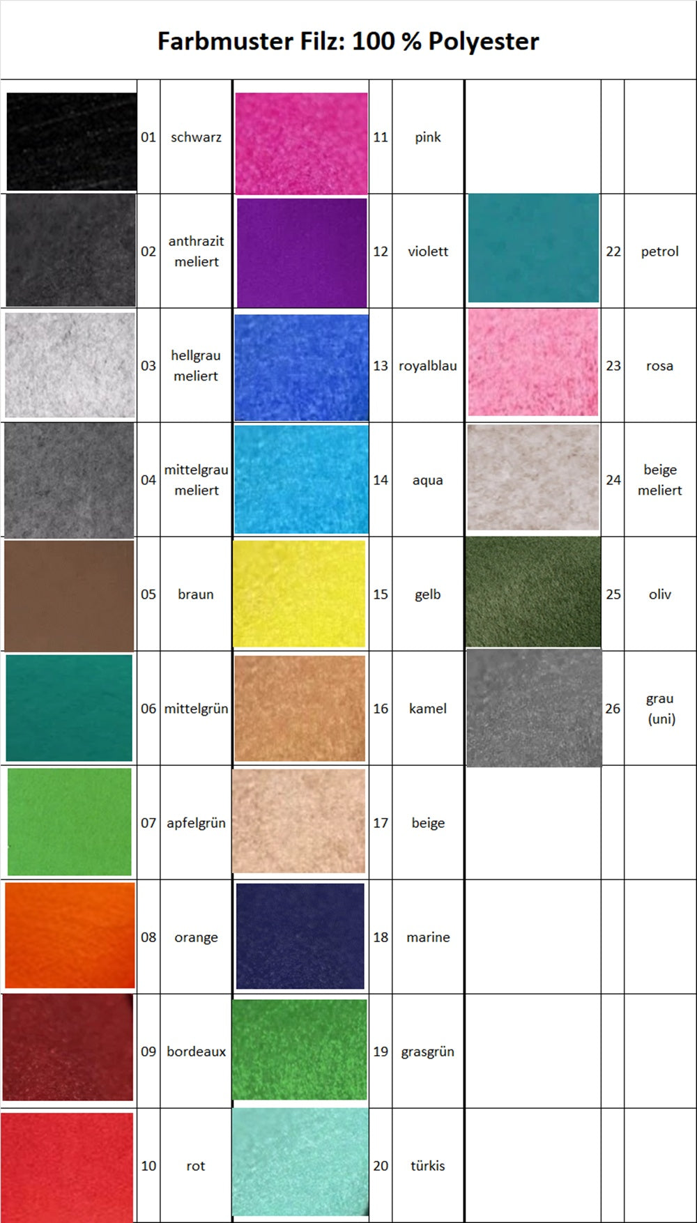 Filz Bankauflage 35 x 70 cm, bequem und individuell gefertigt