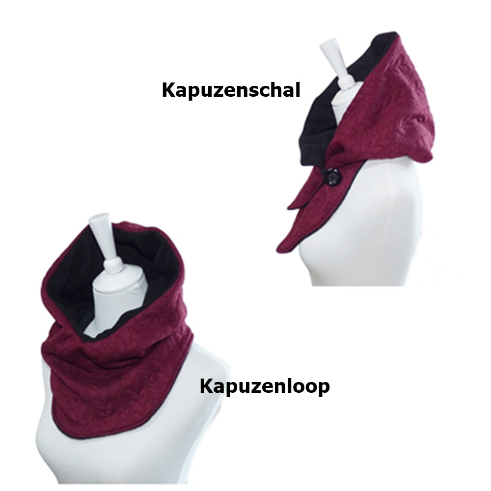 Kapuzenschal Jacquard Zopfmuster bordeaux