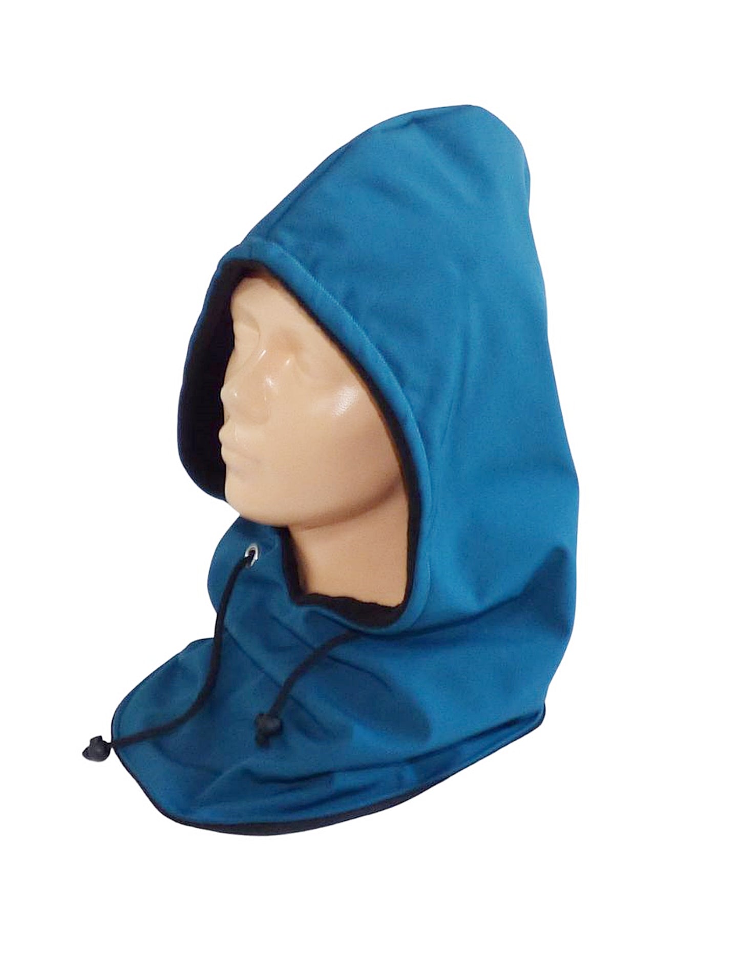 Kapuzenschal-Softshell, petrol, schwarz mit Tunnelzug