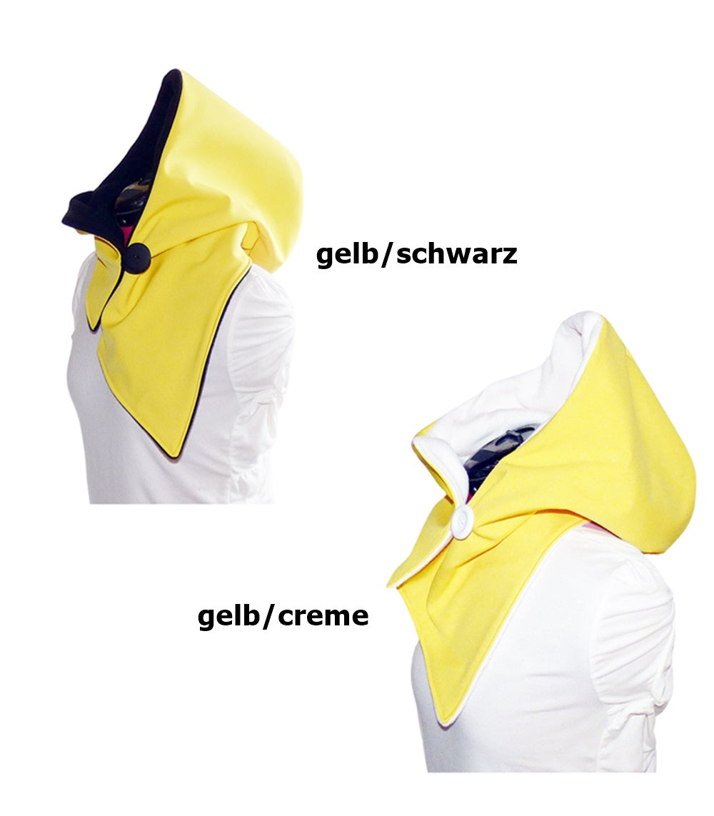 Kapuzenschal-Softshell, gelb-creme oder schwarz