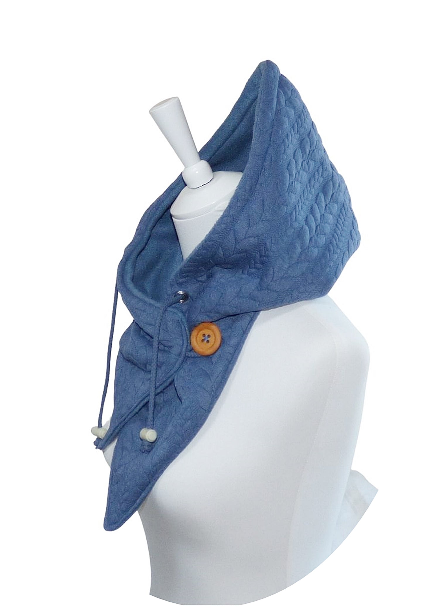 Kapuzenschal Jacquard blau mit Fleece