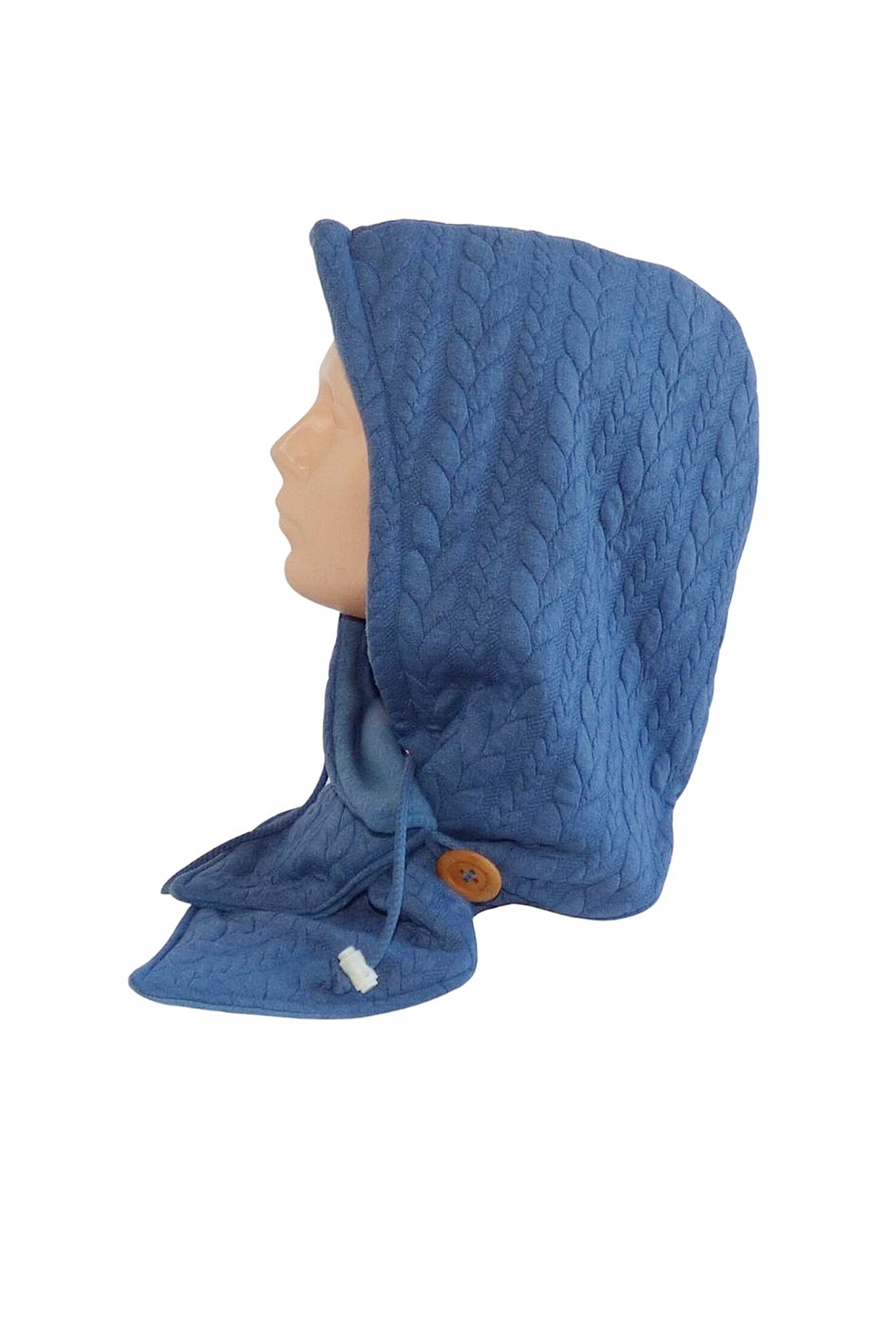 Kapuzenschal Jacquard blau mit Fleece