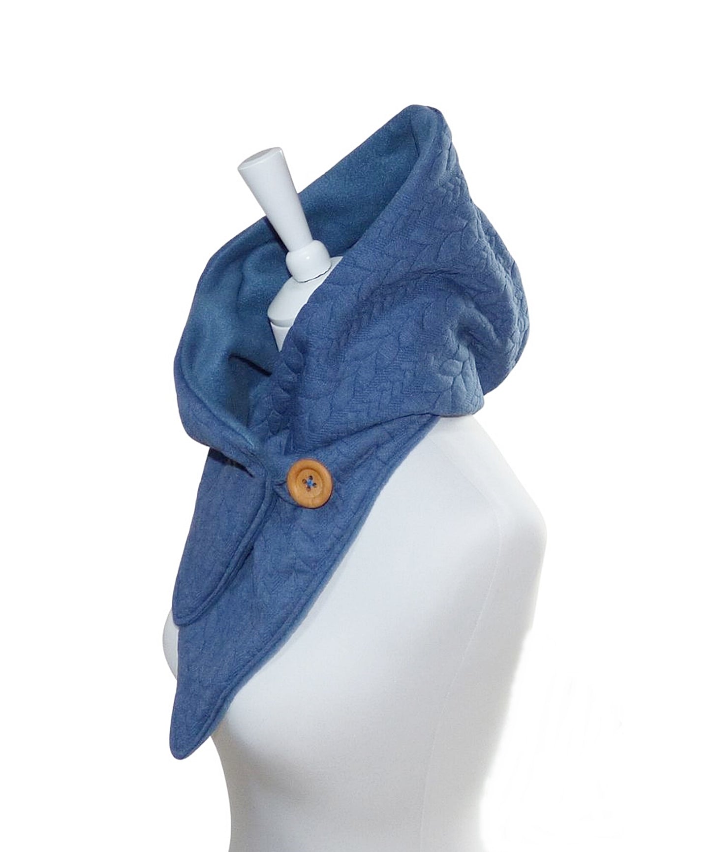 Kapuzenschal Jacquard blau mit Fleece