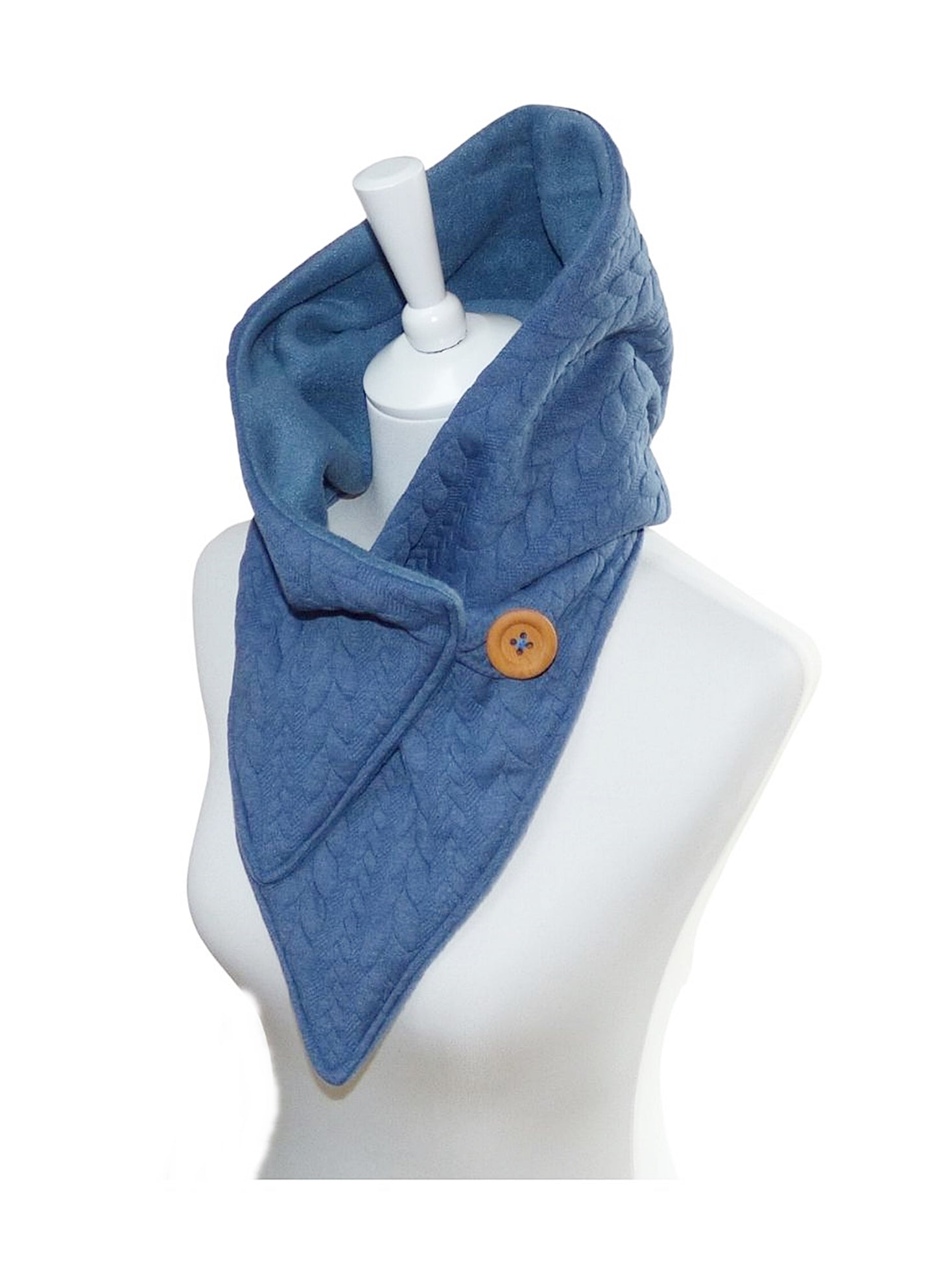 Kapuzenschal Jacquard blau mit Fleece