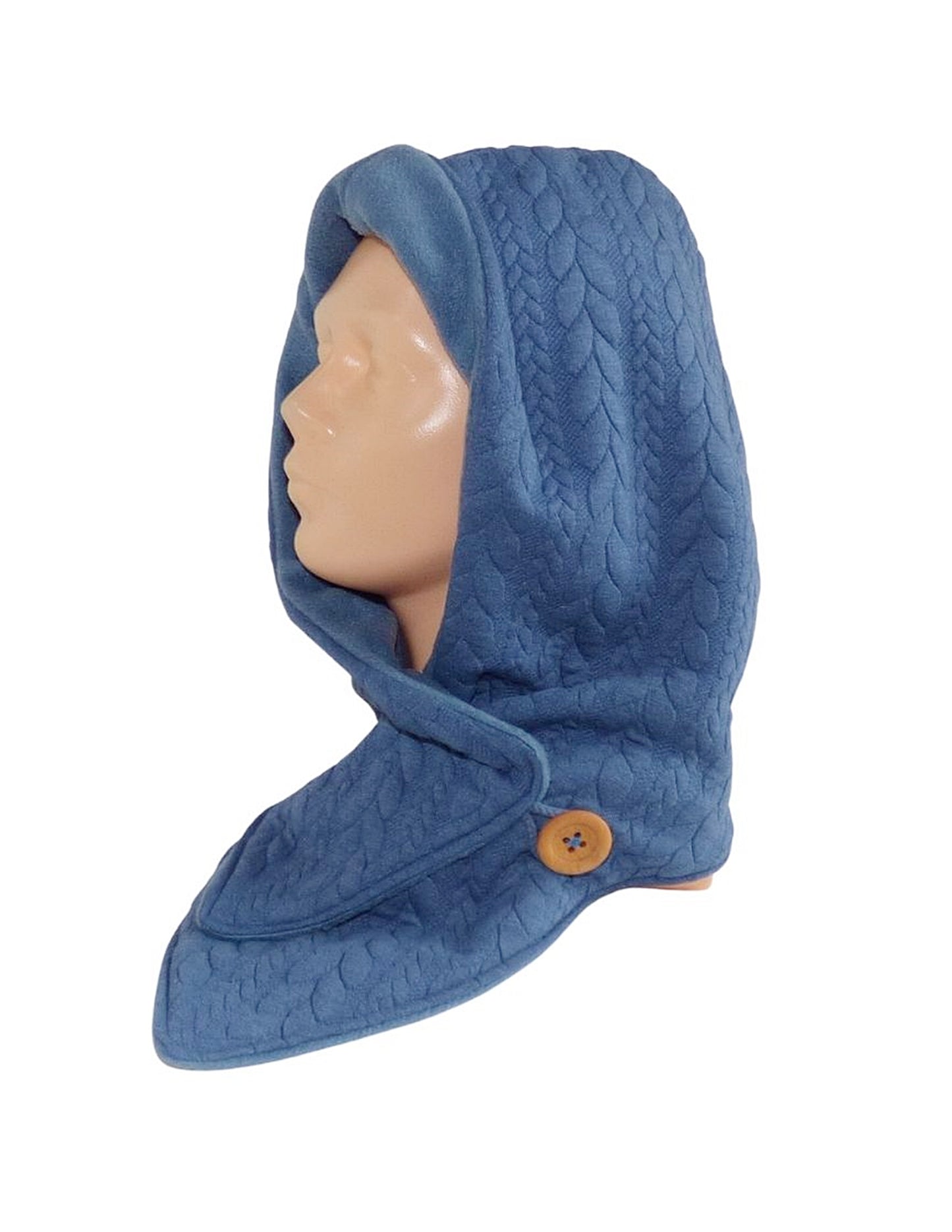 Kapuzenschal Jacquard blau mit Fleece