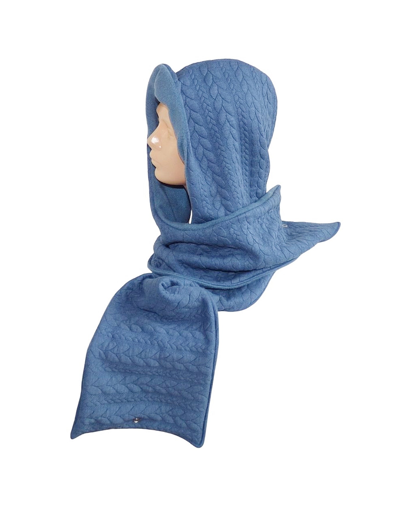 Kapuzenschal Jacquard blau mit Fleece