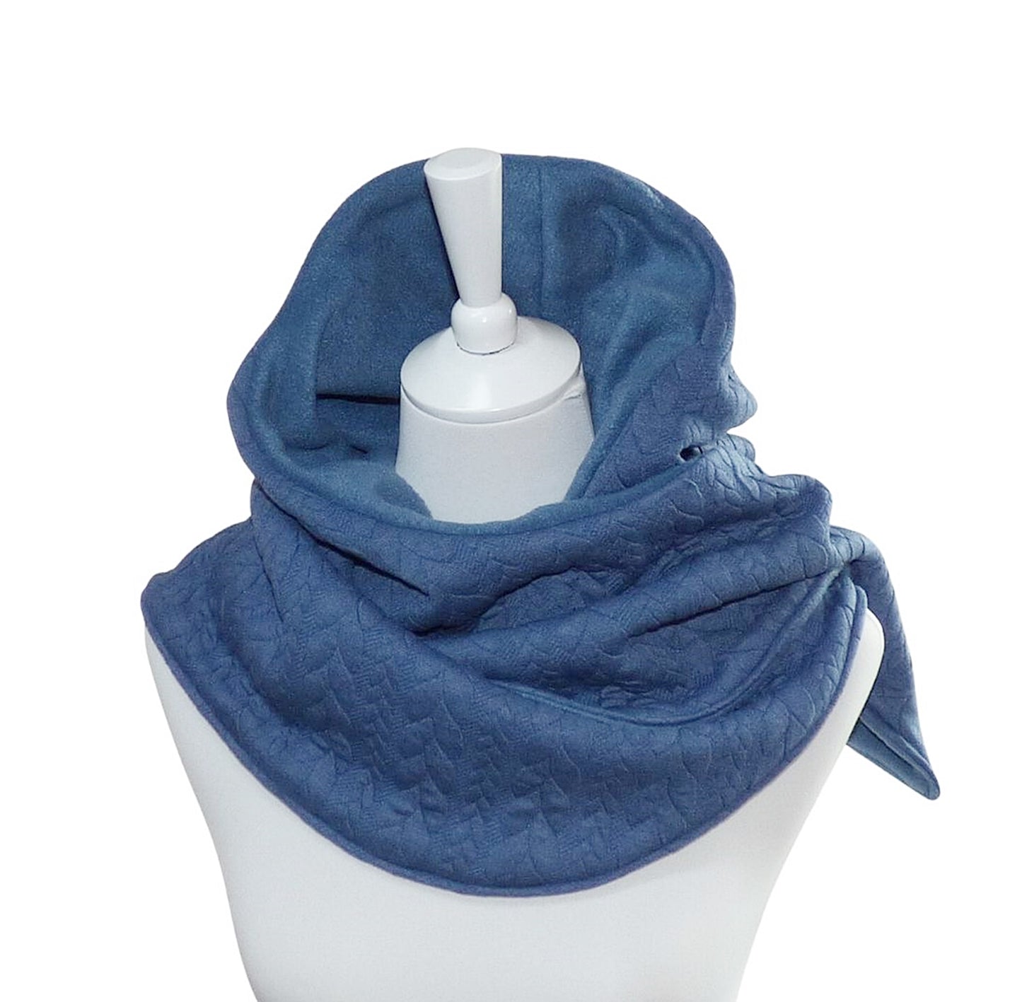 Kapuzenschal Jacquard blau mit Fleece