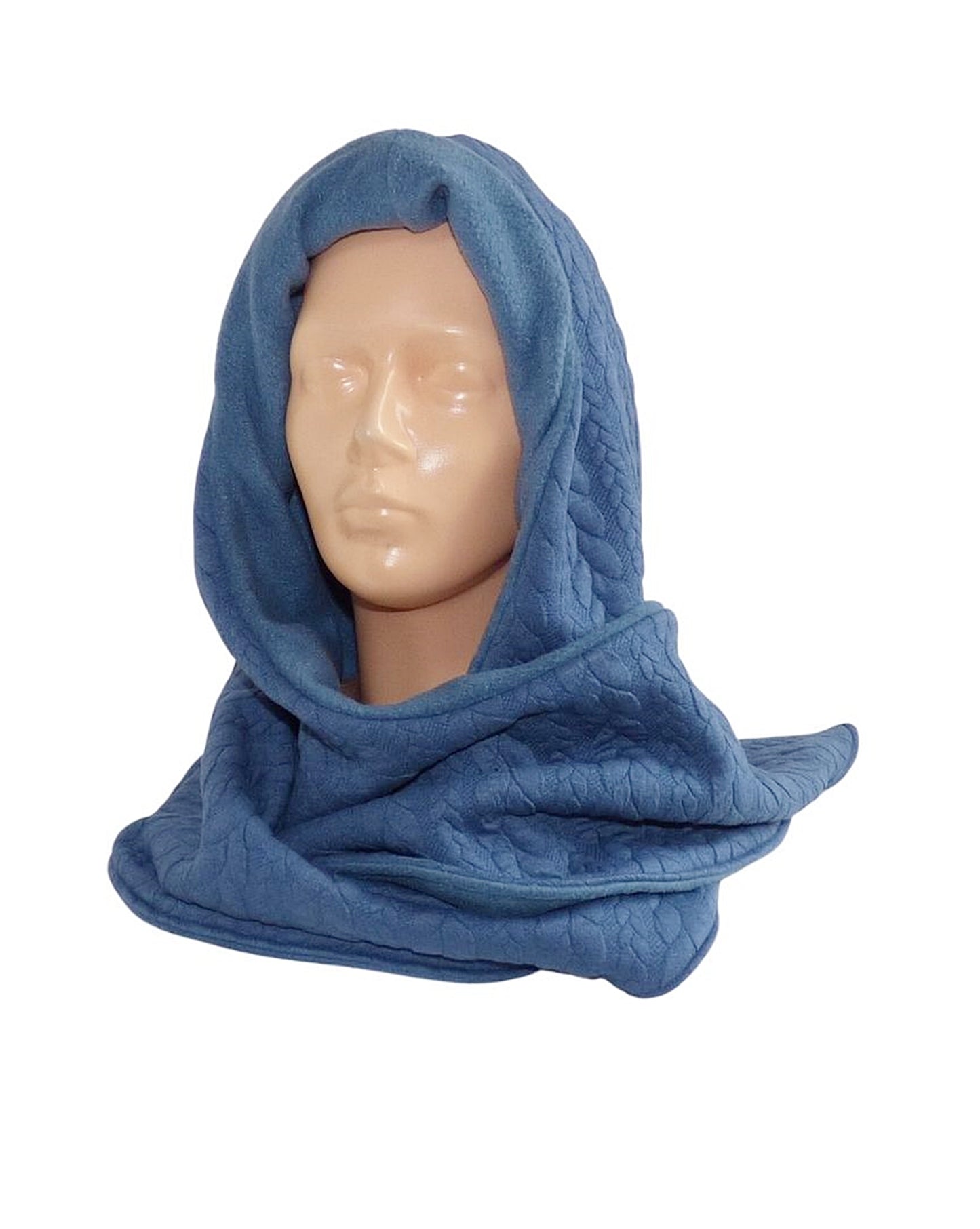 Kapuzenschal Jacquard blau mit Fleece