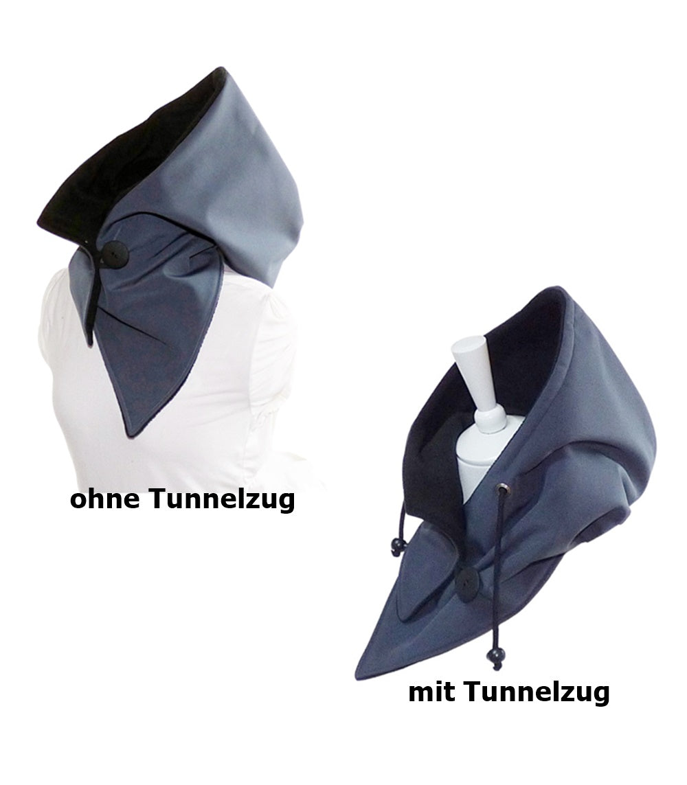 Kapuzenschal-Softshell, dunkelgrau mit Tunnelzug- StoffAkzente