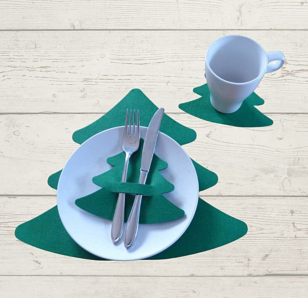 Filzuntersetzer, Tischset Tannenbaum, Auswahl Größe und Farbe