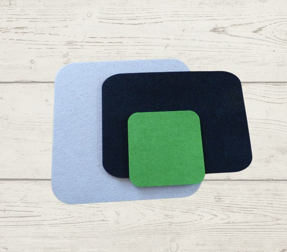 Felt coasters rectangle, 9 sizes, 26 colors