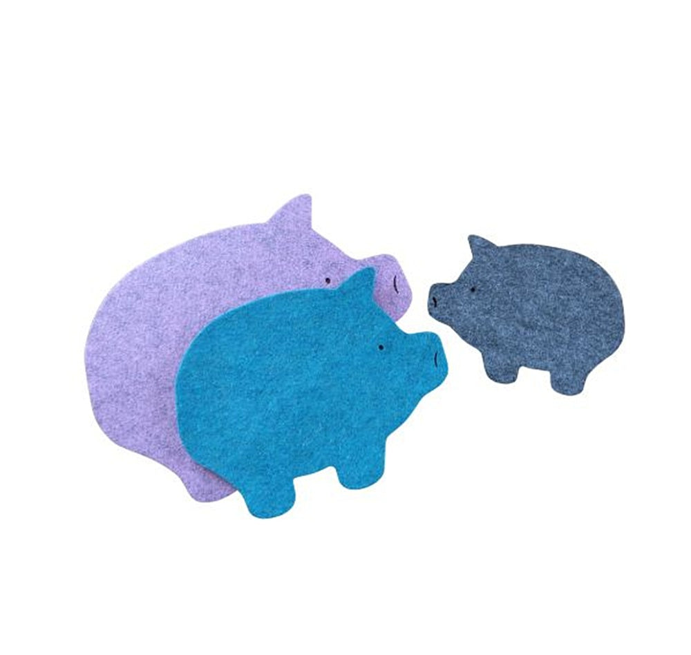 Filzuntersetzer Schwein, Größen: 8 x 6 cm, 15 x 11 cm, 20 x 15 cm, 25 x 20 cm, 30 x 25 cm, 35 x 27 cm