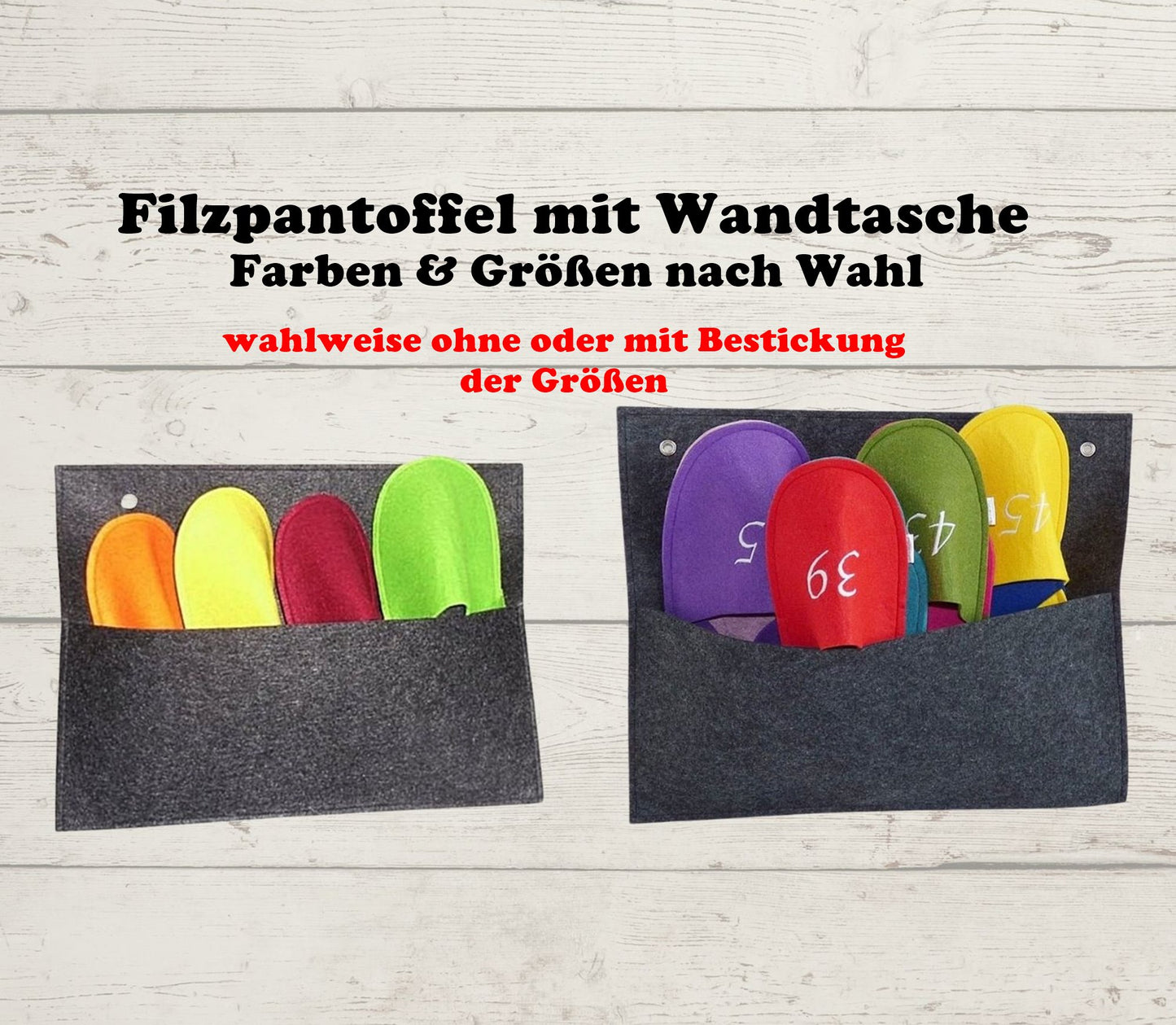 Filzpantoffel Wandtasche Auswahl nach Wunsch