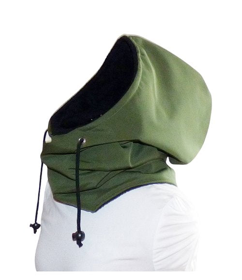 Kapuzenloop Softshell khaki schwarz Kapuzenschal