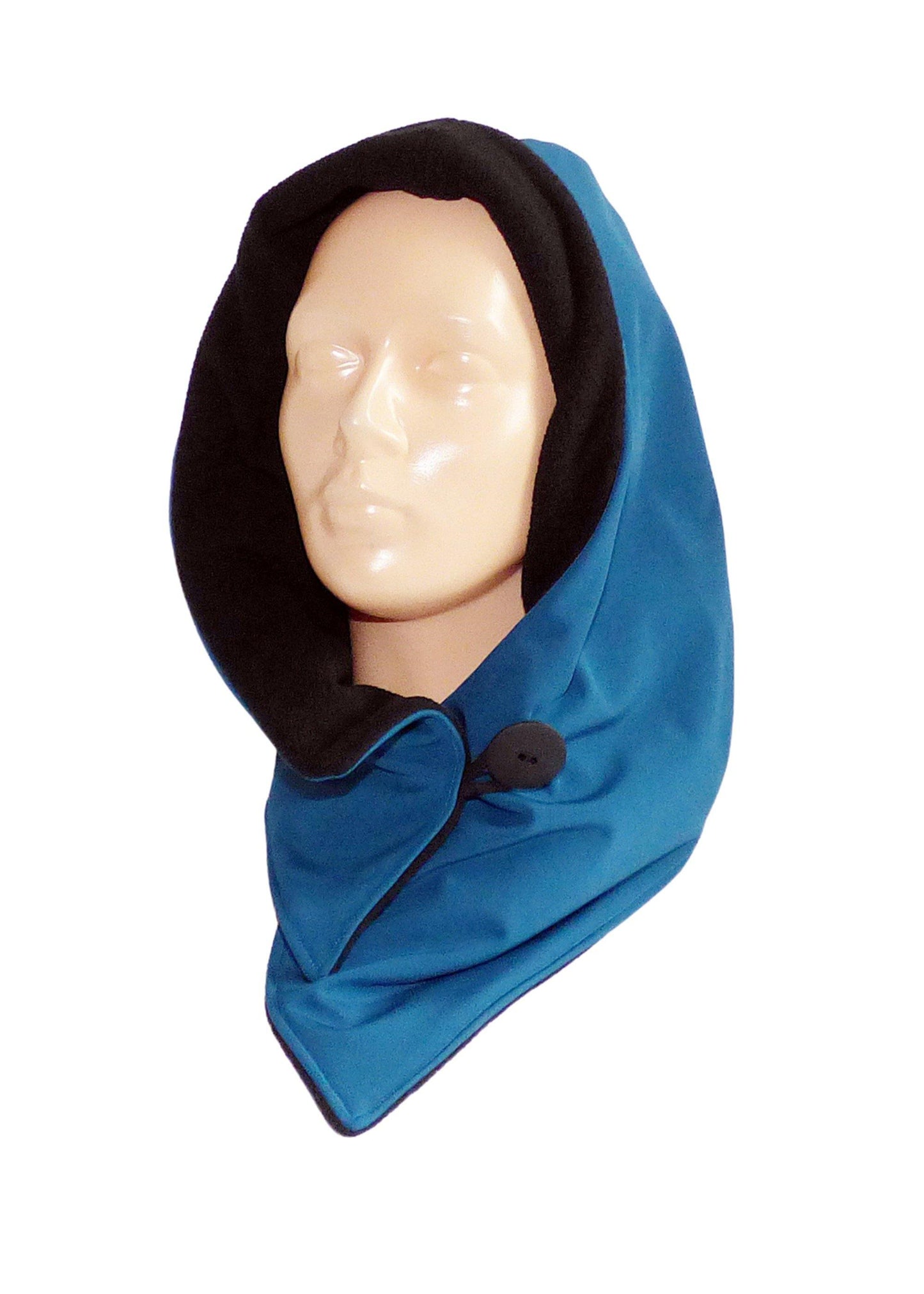 Kapuzenschal-Softshell, petrol, schwarz - StoffAkzente