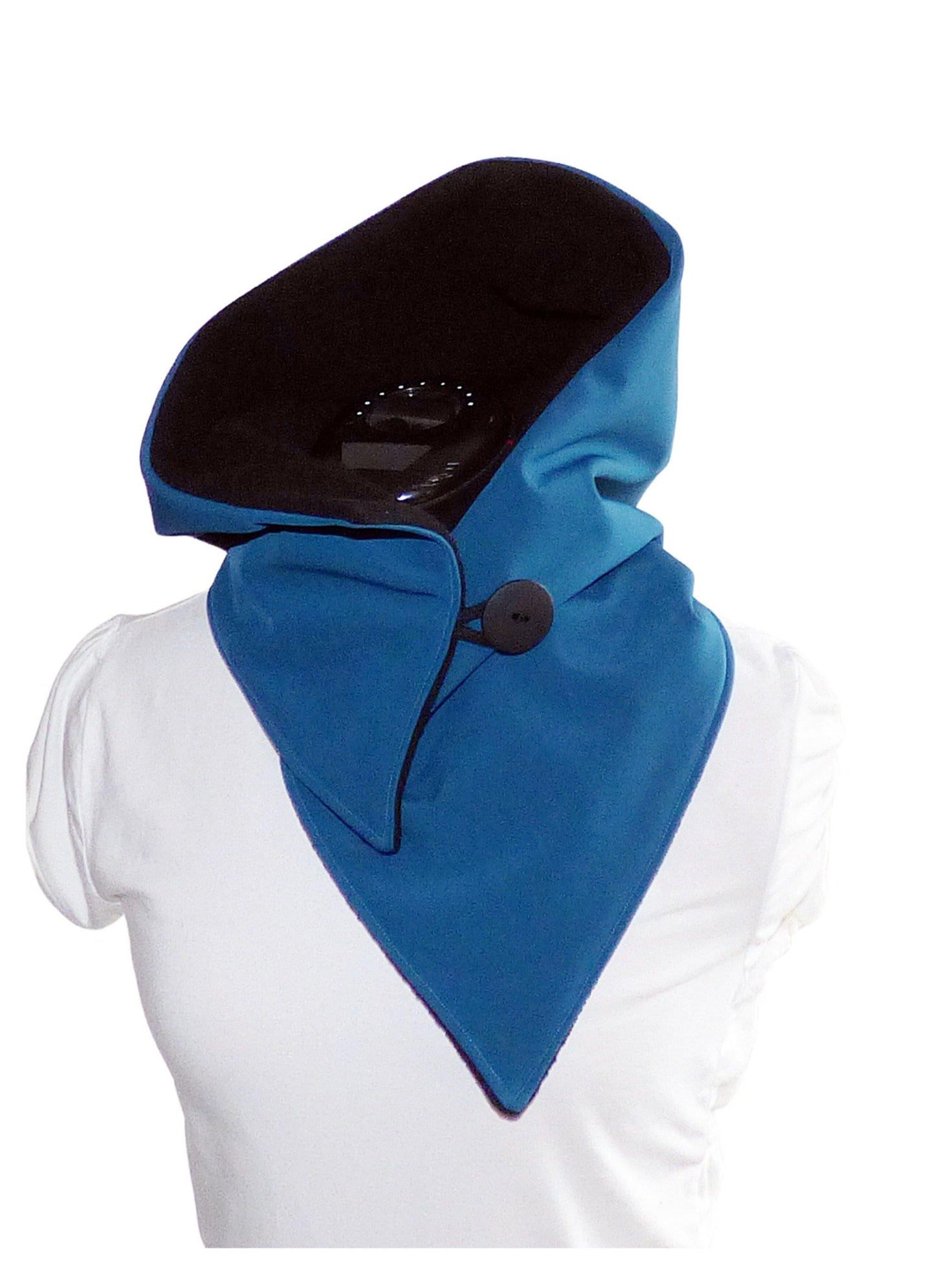 Kapuzenschal-Softshell, petrol, schwarz - StoffAkzente