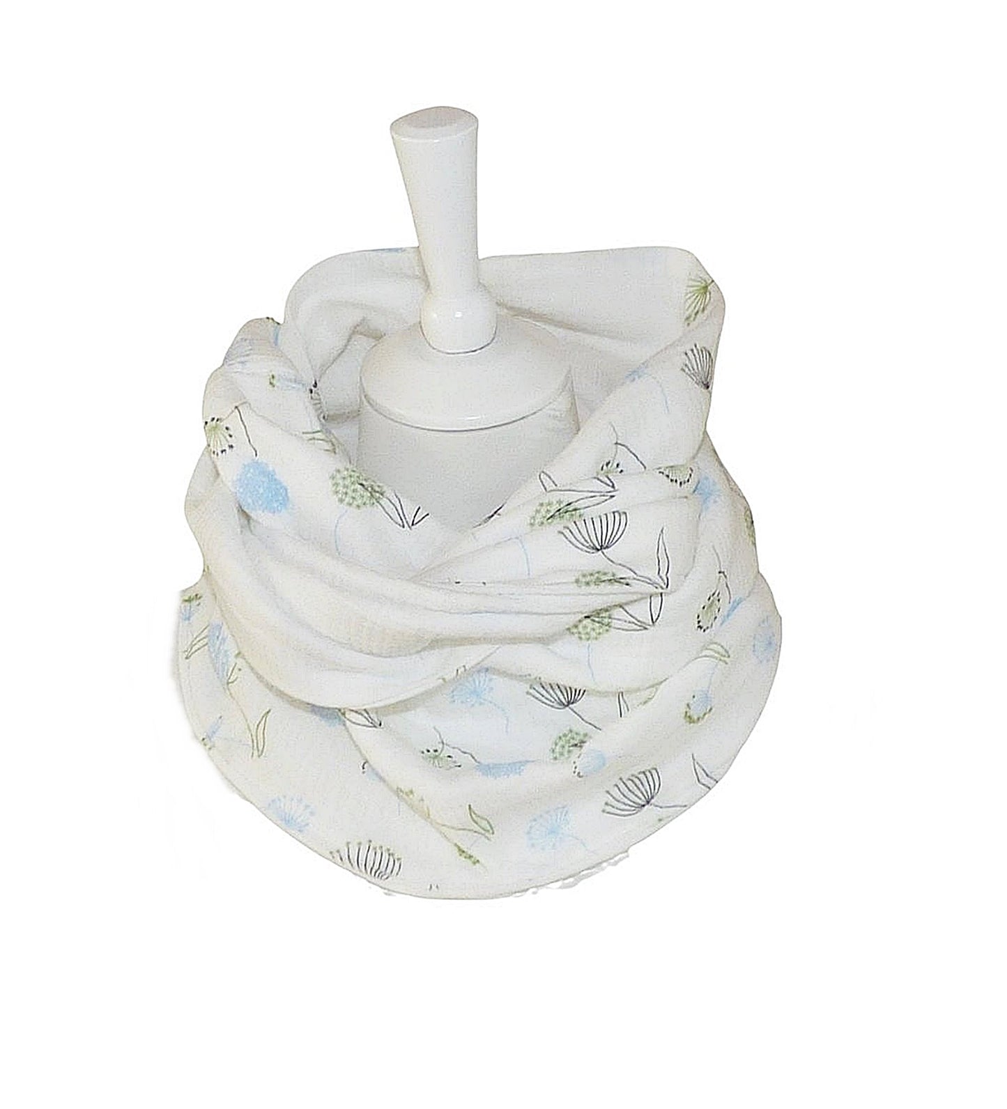 Loop muslin scarf white patterned with dandelions