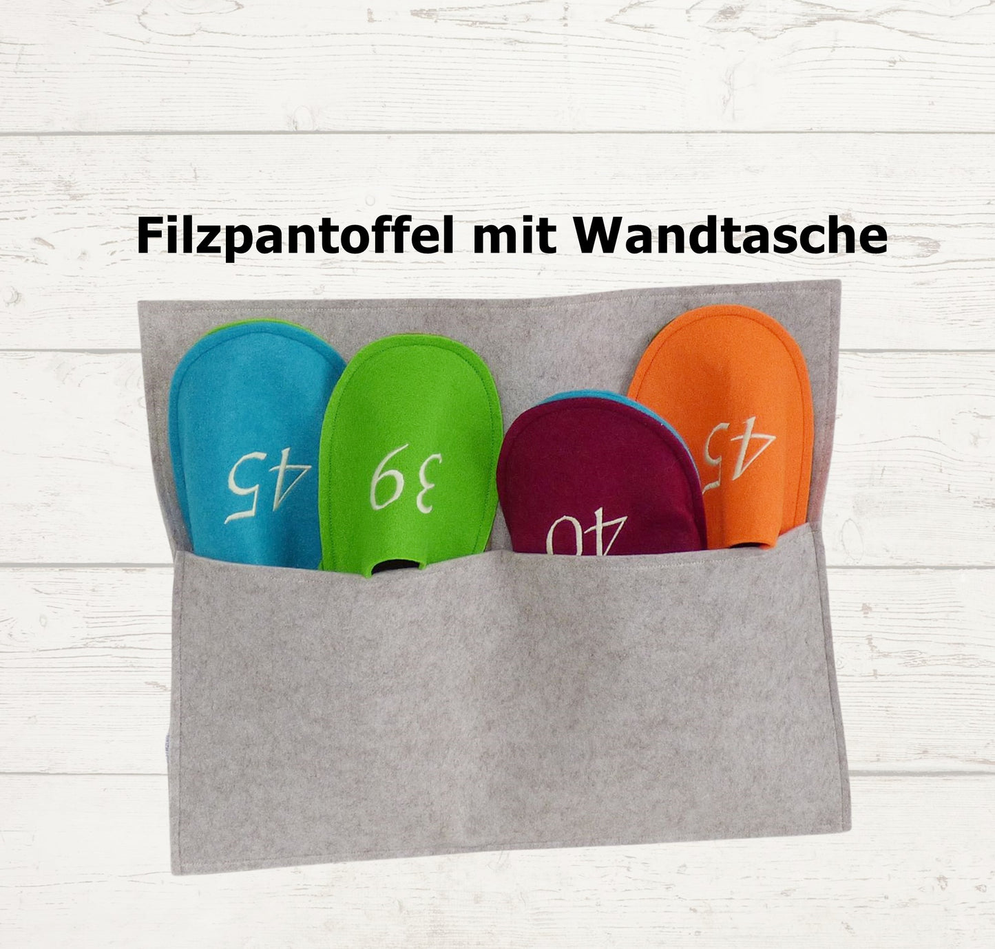 Filzpantoffel mit Wandtasche