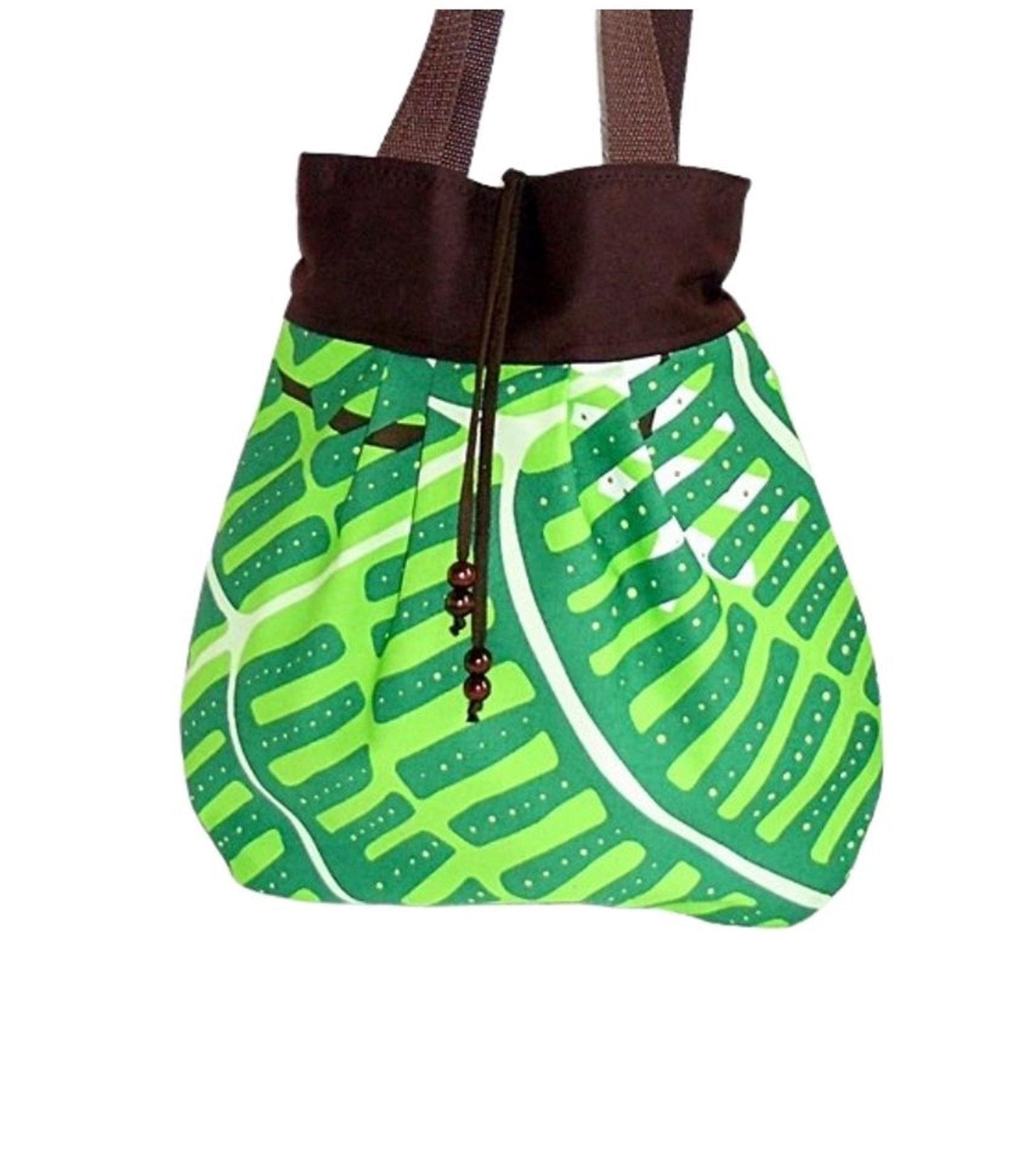 Tasche, grün-weiß-braun