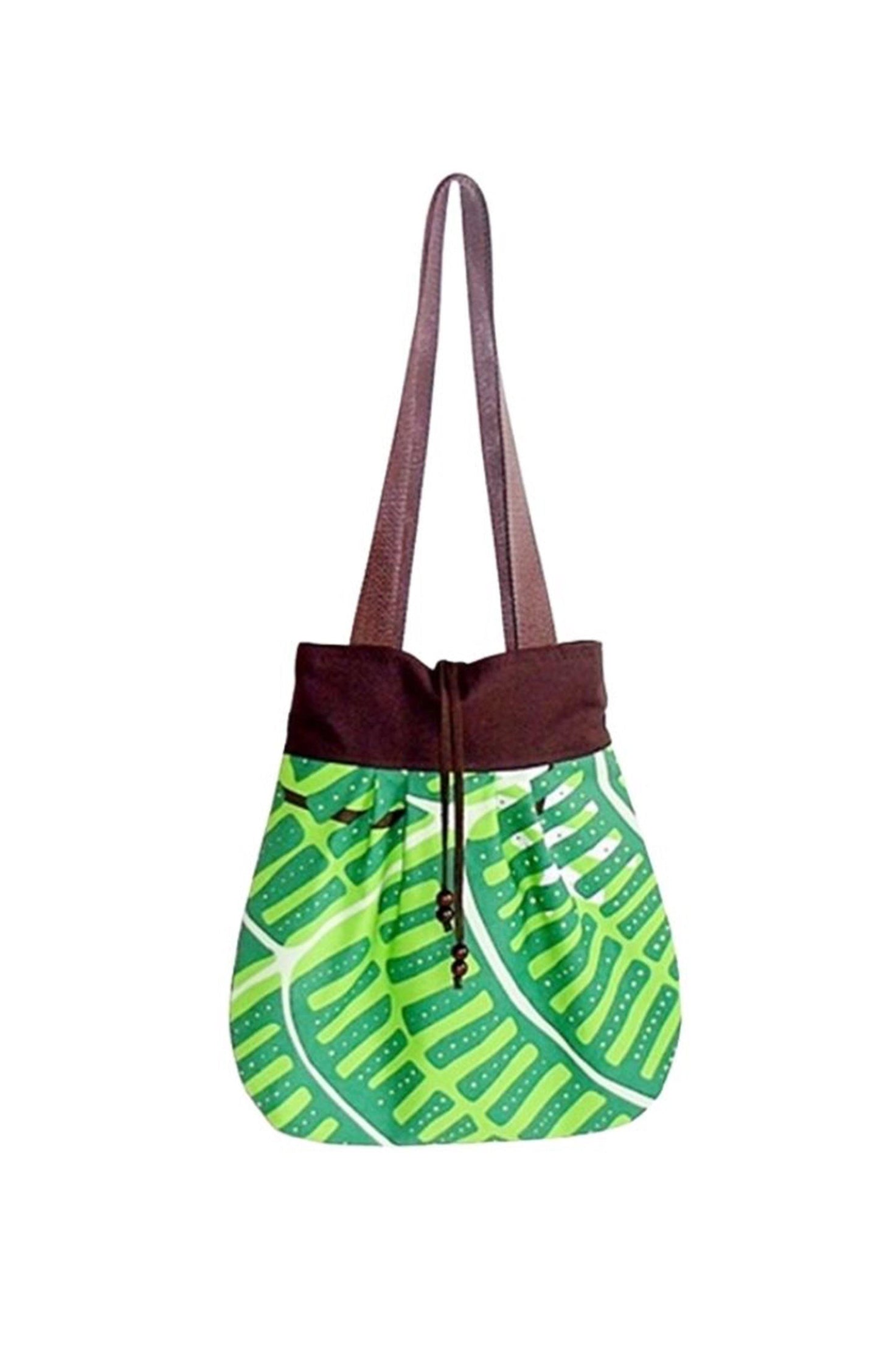 Tasche, grün-weiß-braun