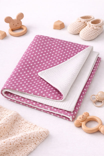 Baumwoll Musselin Babydecke Waffelpiqué gepunktet 