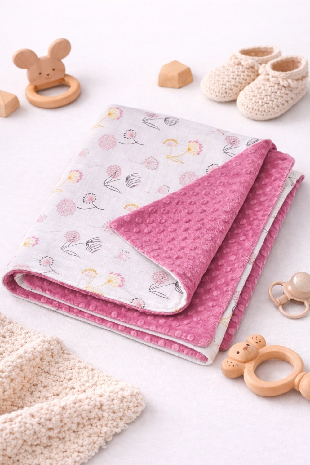 Baumwoll Musselin Babydecke mit Blumenmuster 