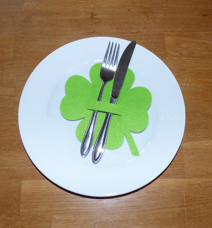 Filz Bestecktasche Kleeblatt, Farbauswahl, Besteckhalter
