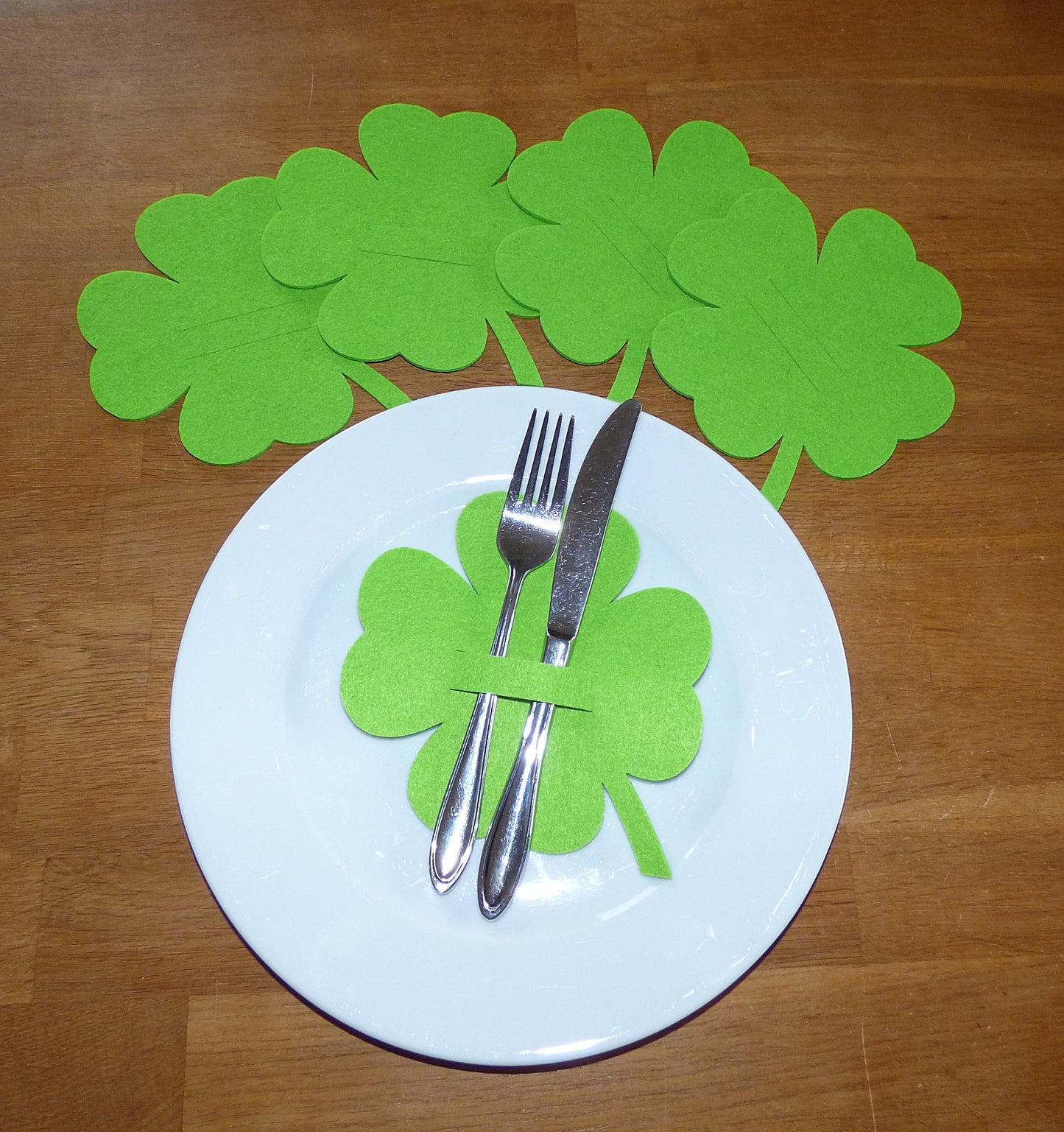 Filz Bestecktasche Kleeblatt, Farbauswahl, Besteckhalter