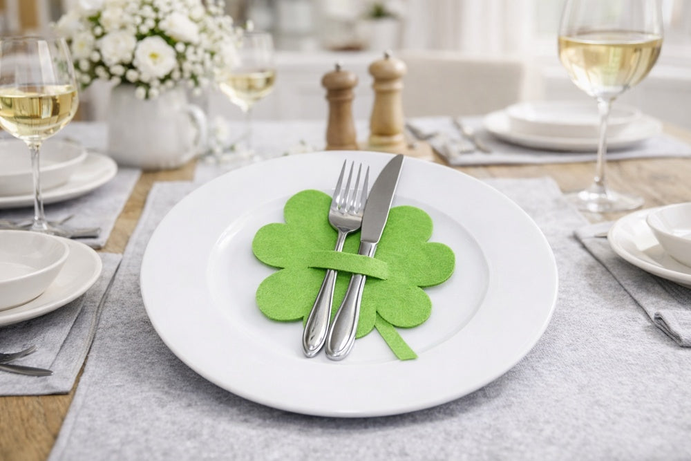 Filz-Bestecktasche Kleeblatt