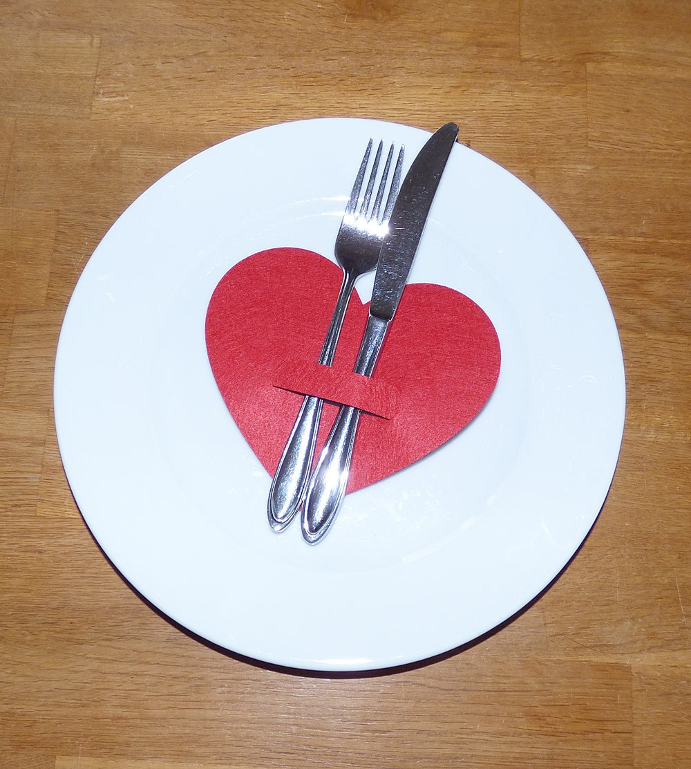 Filz Besteckhalter Herz, Farbauswahl, Bestecktasche, vegan