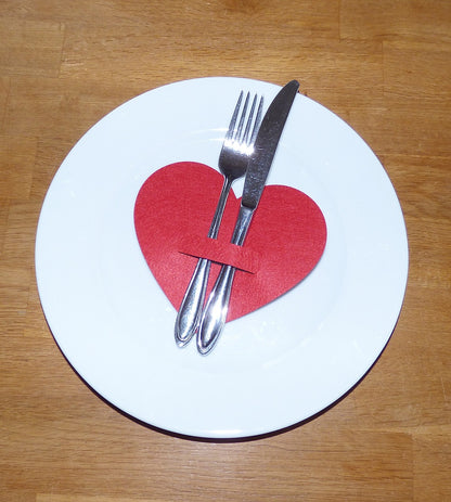 Filz Besteckhalter Herz, Farbauswahl, Bestecktasche, vegan