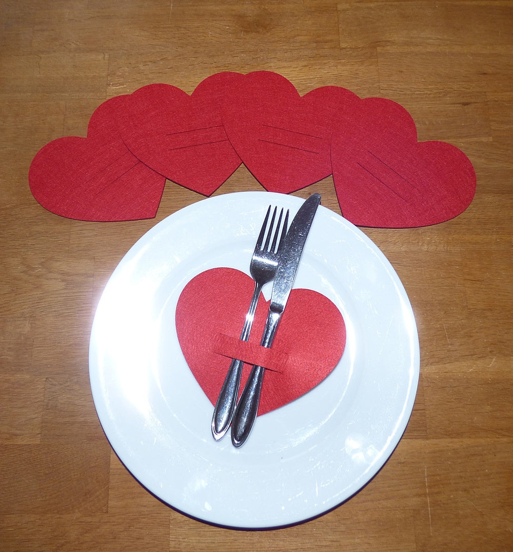 Filz Besteckhalter Herz, Farbauswahl, Bestecktasche, vegan