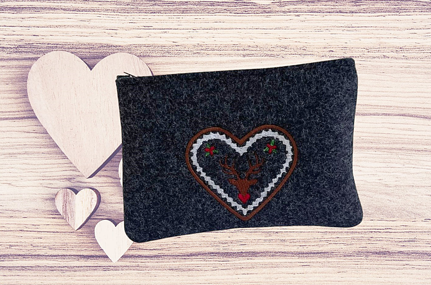 Dirndltasche, Dirndlschürzentasche, Filz bestickt