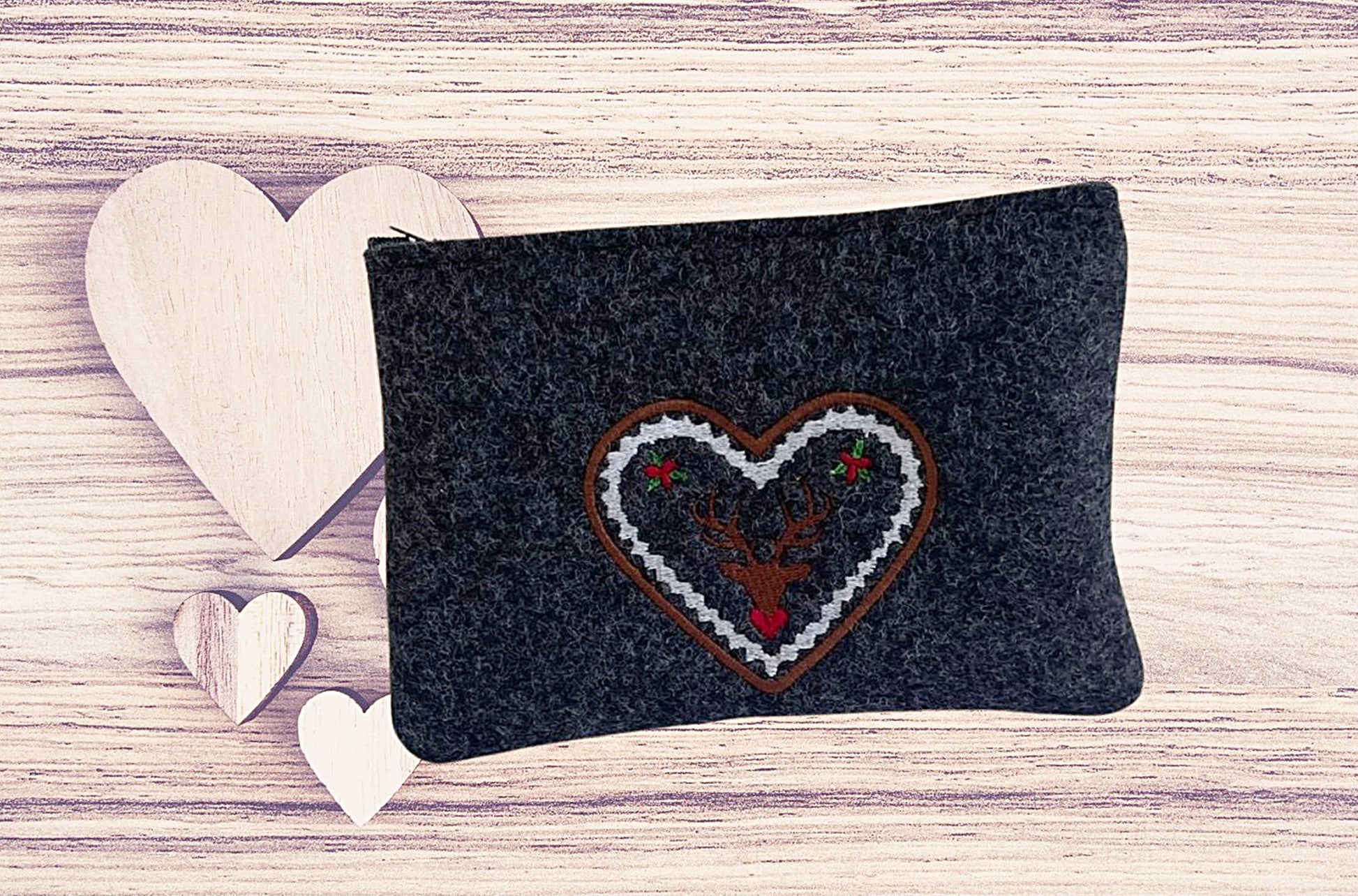 Dirndltasche, Dirndlschürzentasche, Filz bestickt