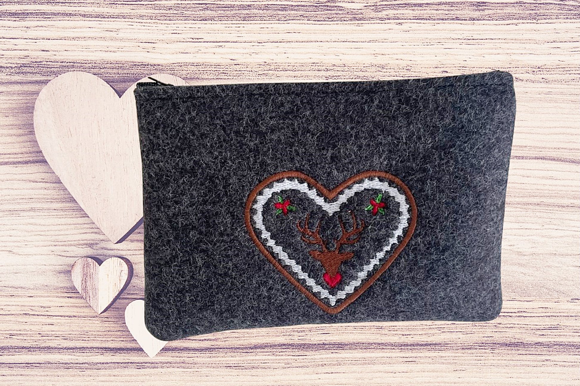 Dirndltasche, Dirndlschürzentasche, Filz bestickt