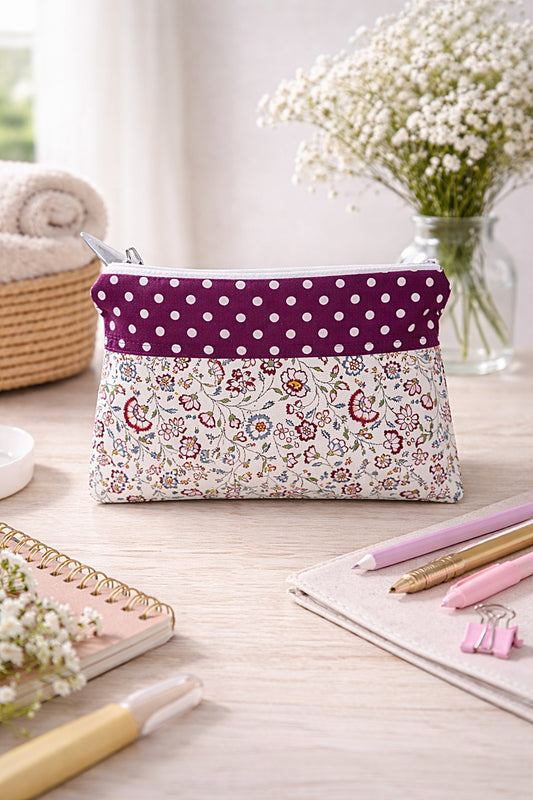 Baumwolle Schminktasche geblümt & gepunktet