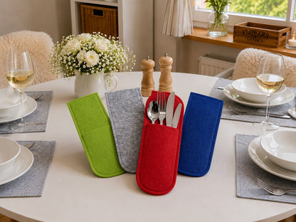 Filz Bestecktaschen im 2er Set als moderne Tischdekoration aus Filz