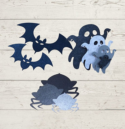 Filzuntersetzer Spinne, Fledermaus oder Geist – Halloween-Motive