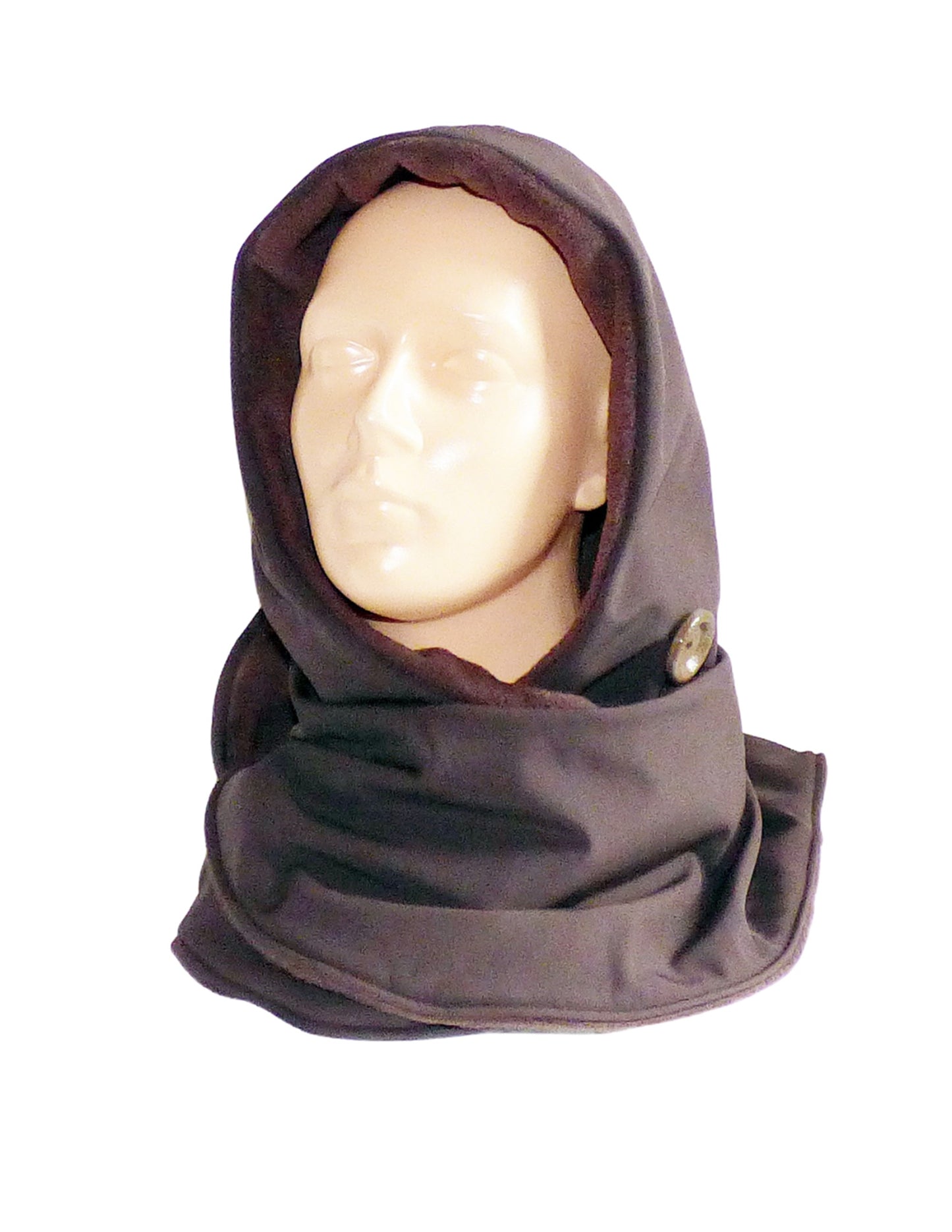 Kapuzenschal aus Softshell – braun mit langen Schalenden