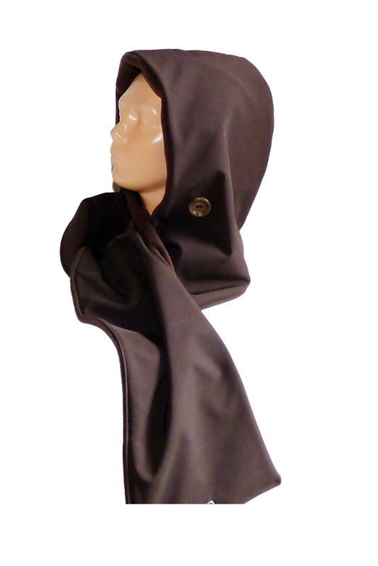 Kapuzenschal-Softshell, braun, lange Schalenden