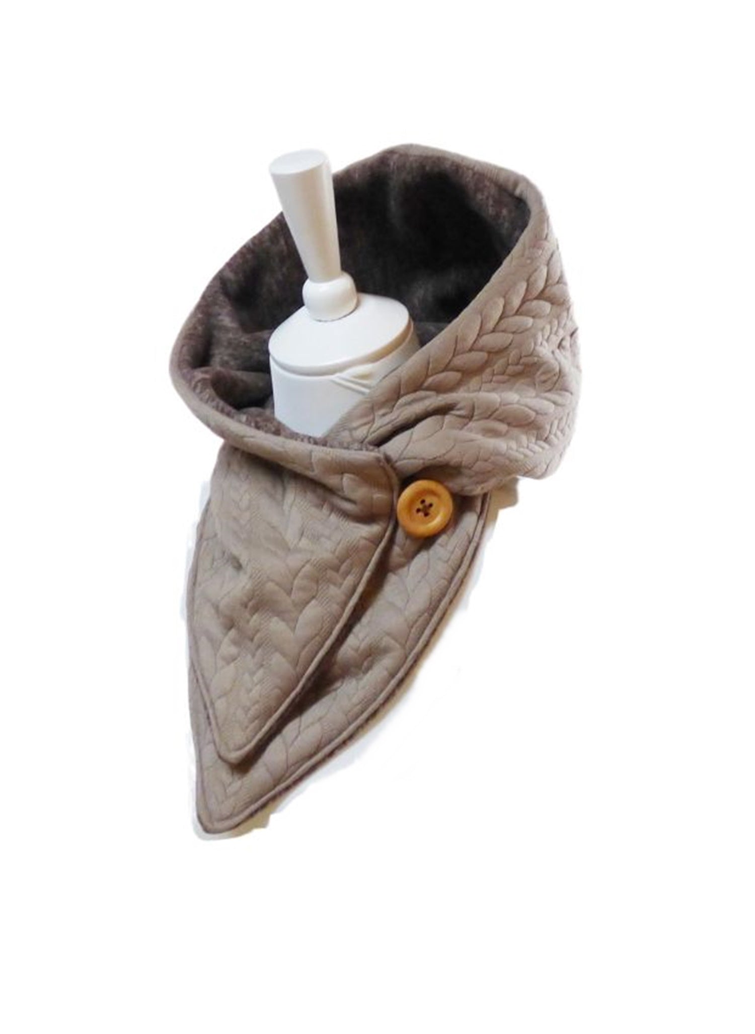 Kapuzenschal, Zopf Jacquard beige/braun-meliert