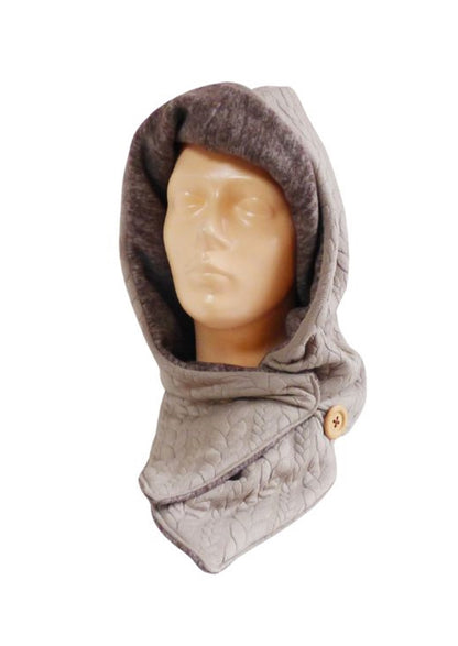 Kapuzenschal, Zopf Jacquard beige/braun-meliert