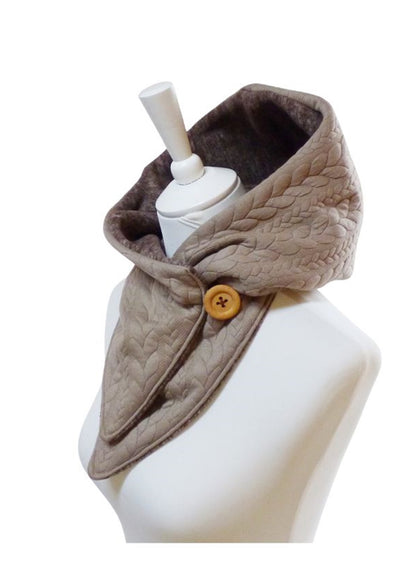 Kapuzenschal, Zopf Jacquard beige/braun-meliert