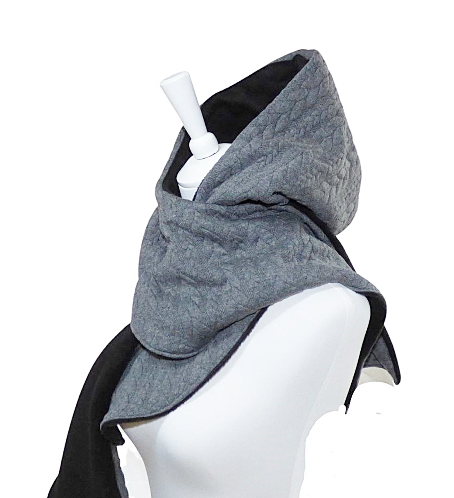 Kapuzenschal, Zopf Jacquard, mittelgrau