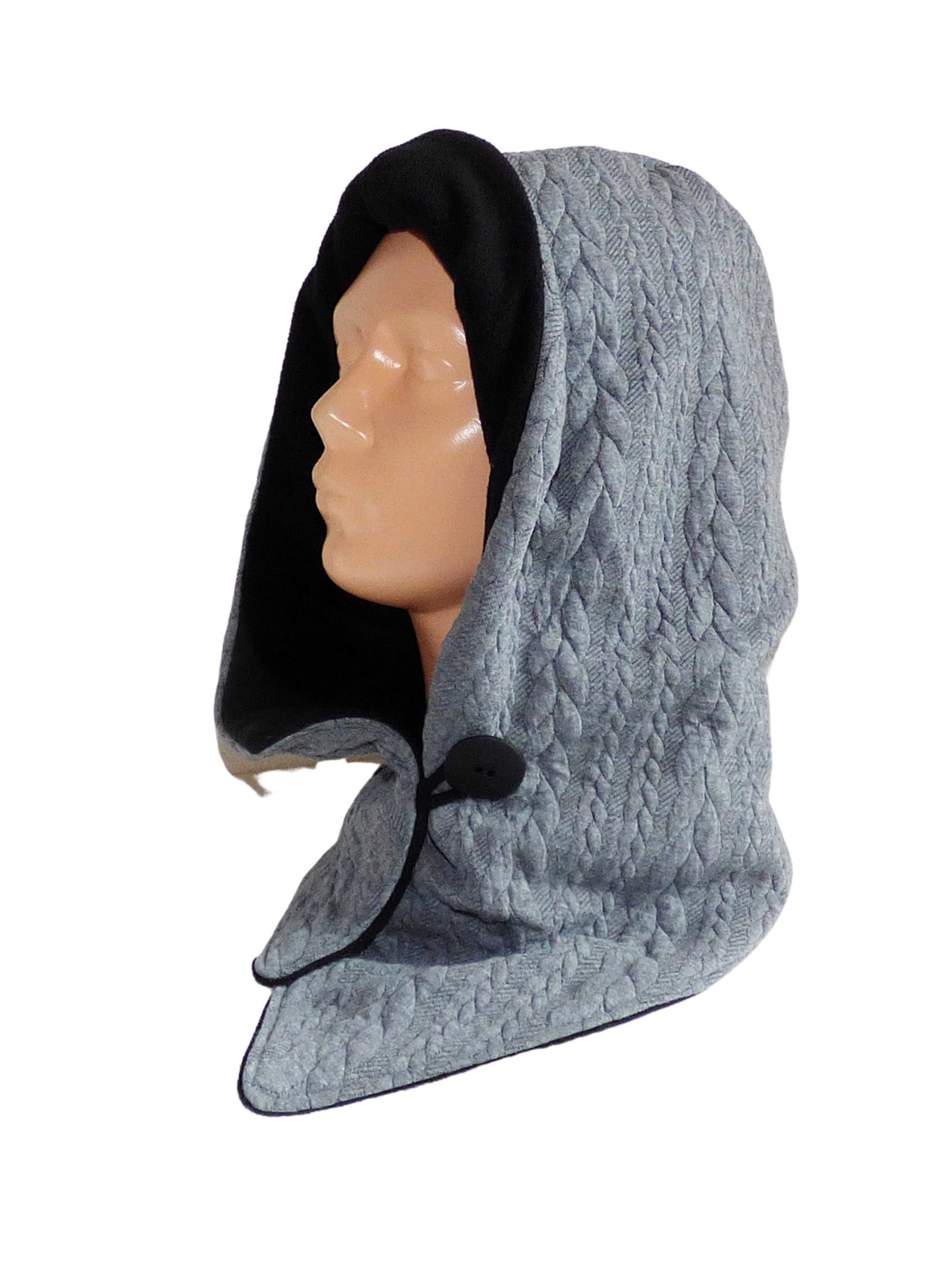 Kapuzenschal Jacquard mittelgrau schwarz