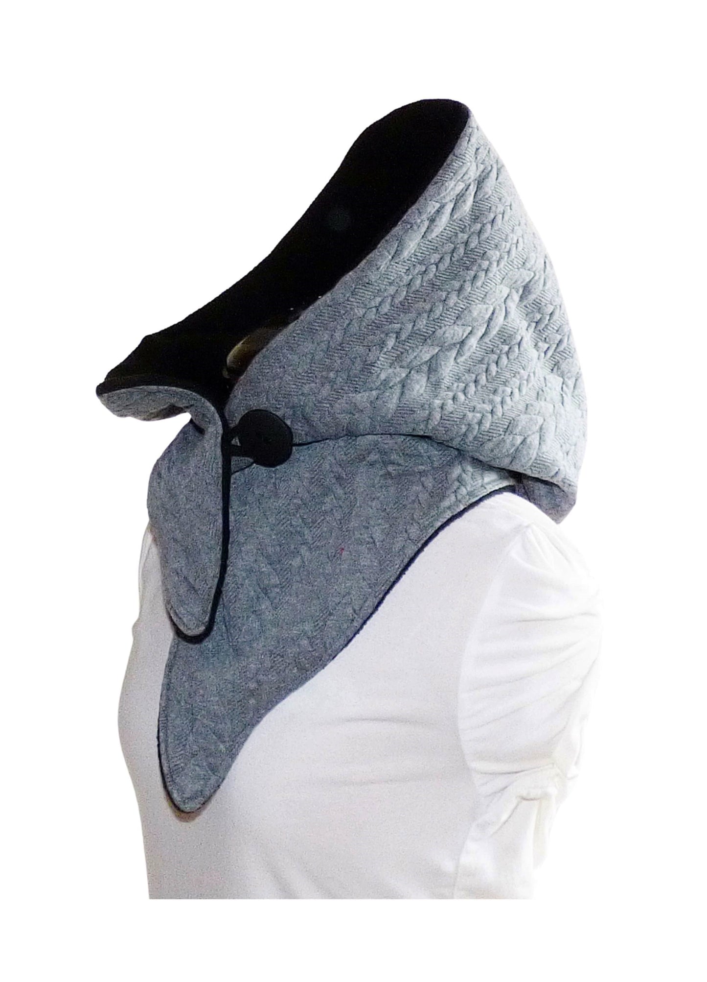 Kapuzenschal, Zopf Jacquard, mittelgrau