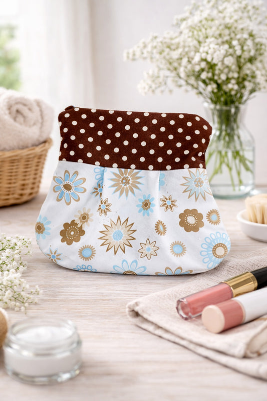 Baumwolle Kosmetiktasche Punkte & Blumen