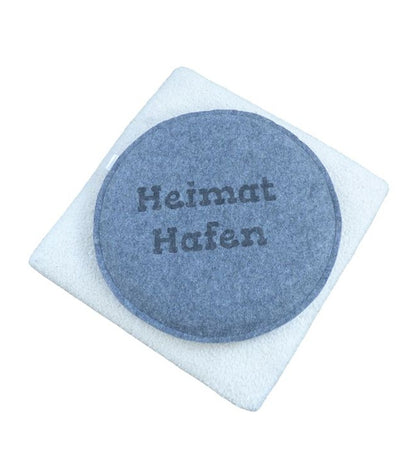 Sitzkissen Filz rund 34 cm, Lasergravur HeimatHafen