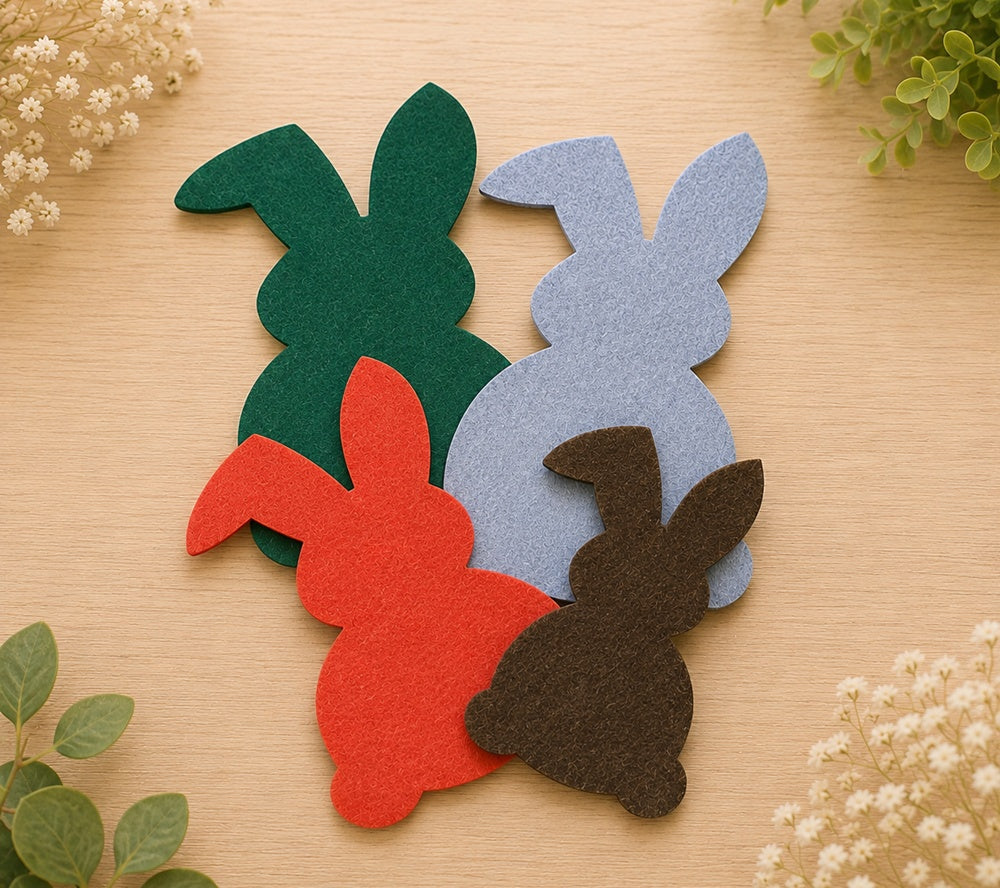 Bunte Filz-Streuteile mit verschiedenen Tiermotiven aus Polyesterfilz zum Basteln und Dekorieren, erhältlich in Einheiten zu je 10 gleichen Teilen.
