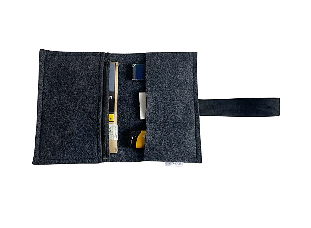 Tabaktasche Softshell Violan-Filz, gelb anthrazit